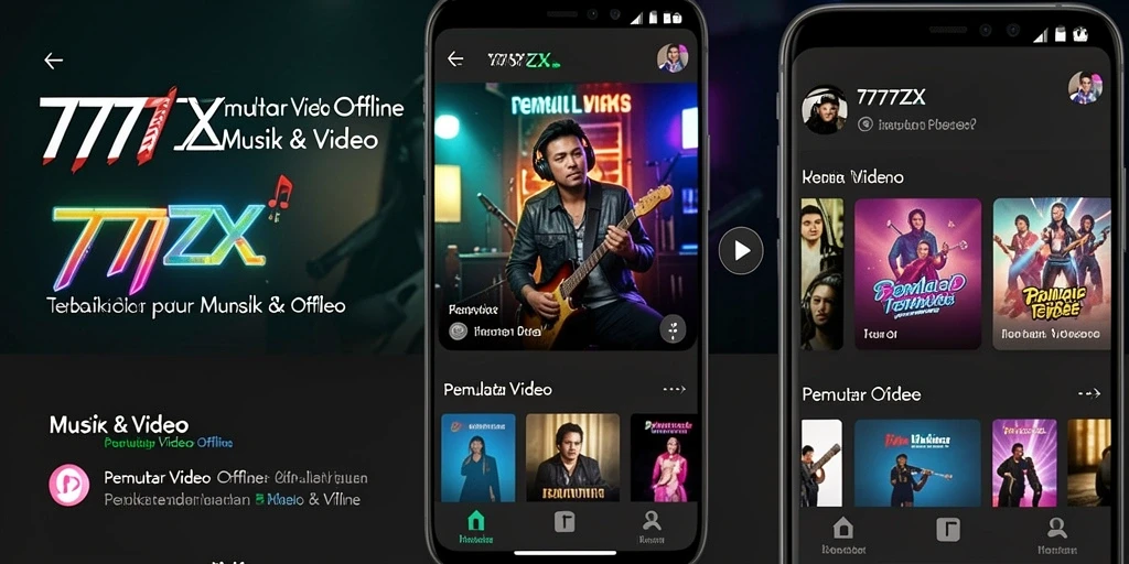 Antarmuka 777ZX yang sederhana dan intuitif untuk pemutar video offline.