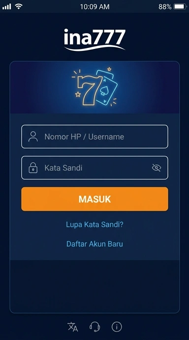 Tampilan halaman login ina777